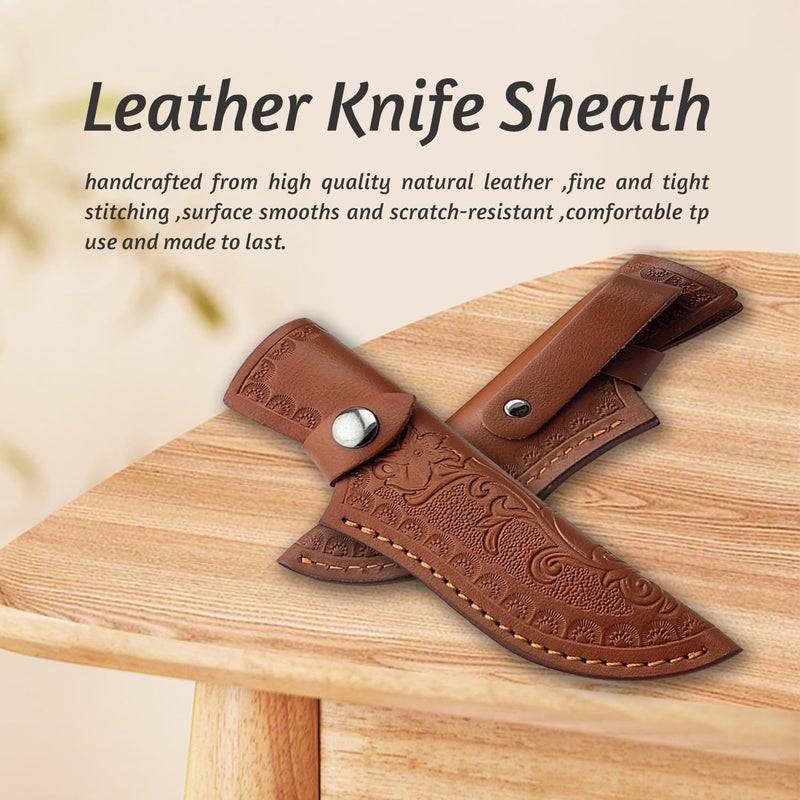 Xeerrfan Leather Knife Sheath for Belt, Genuine Leather Holster for up to 4.3" Fixed Blade Knife, Hunting Knives Holder with Snap Closure (Brown) - Image 5